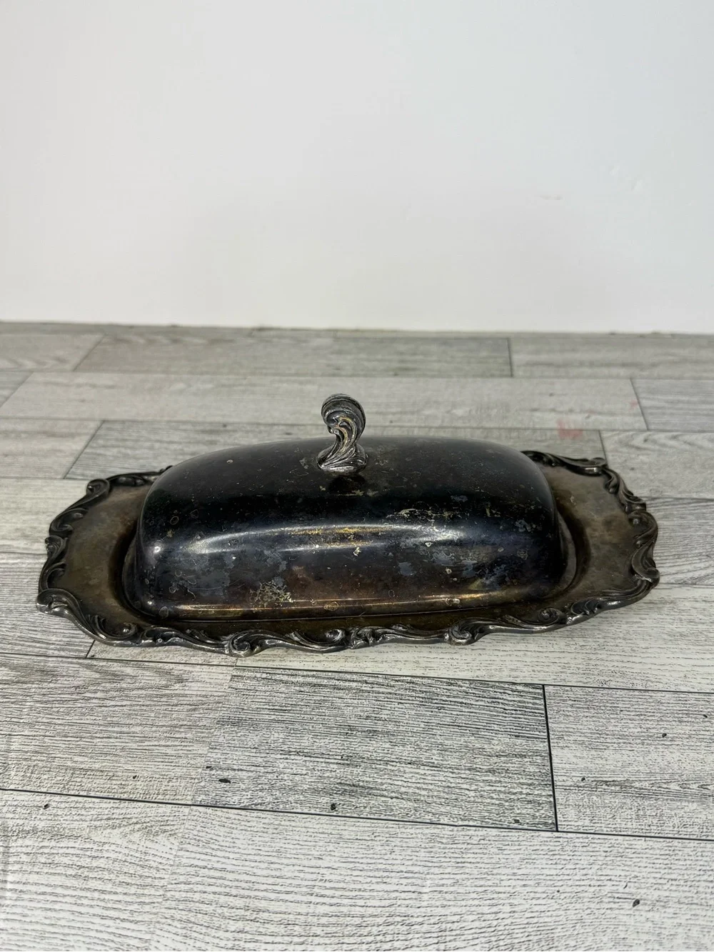 vintage silver-plated covered butter dish